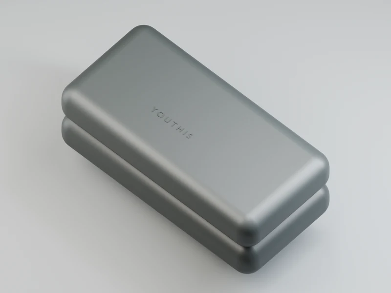 Closed slate case volume with a discreet YOUTHIS wordmark